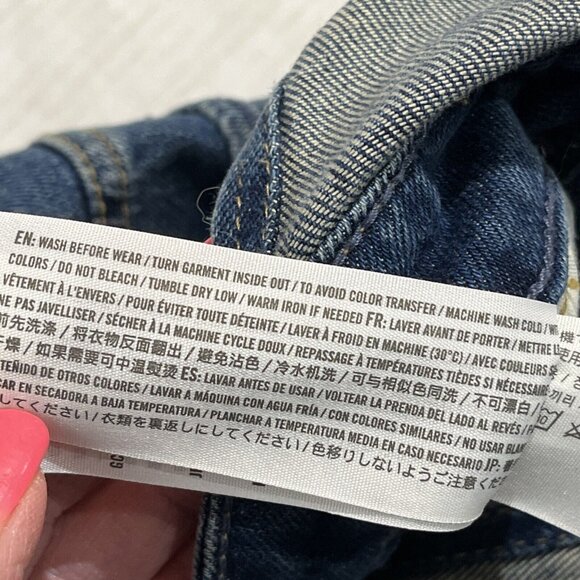 Hollister Denim Overalls Womens S Bib Distressed Tapered Leg Dark Wash 90s Y2K - Picture 9 of 9